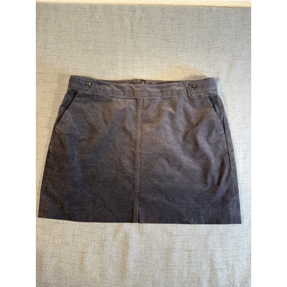 Banana Republic Gray Corduroy Mini Skirt Petite 8P Pockets Straight Zip Back
